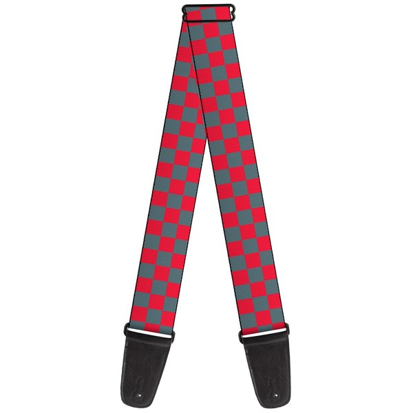 Buckle-Down Guitar Strap Checker Crimson Red Gray 2 Inches Wide