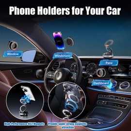 Gugxiom 2026 Upgraded Magnetic Car Phone Holder, Phone Holders for Car, 360° Adjustable & Foldable Phone Holder for Compatible with Android and All Smartphones