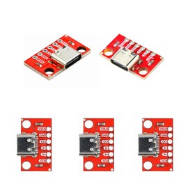 Pack of 5 USB 3.1 Type C Female Breakout Board DIY, 6 Pin 2.54 mm USB-C Breakout Boards DIY Breakout Board with PCB Converter Board