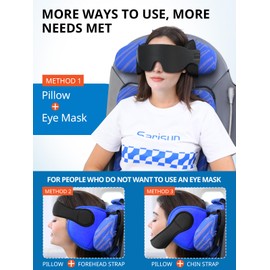 SARISUN Travel Pillows for Airplanes with Sleep Eye Mask, Chin Strap, Airplane Pillow for Long Flights, Car Road Trip, 360° Headrest, Stop Bobblehead, FSA HSA Eligible, Mottled Blue