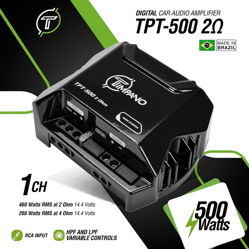 TIMPANO TPT-500 2 Ohms Compact 1 Channel TPT500 2 Ohms