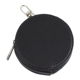 Prendre PR-MARUCASE Circle Pouch, Mini Pouch, Multi Case, Round Shape, Cute, Carabiner, Mini Pouch, Pastel, Sub Bag, Stylish, Multi, Round Pouch, Round, Simple, PU Leather, Black