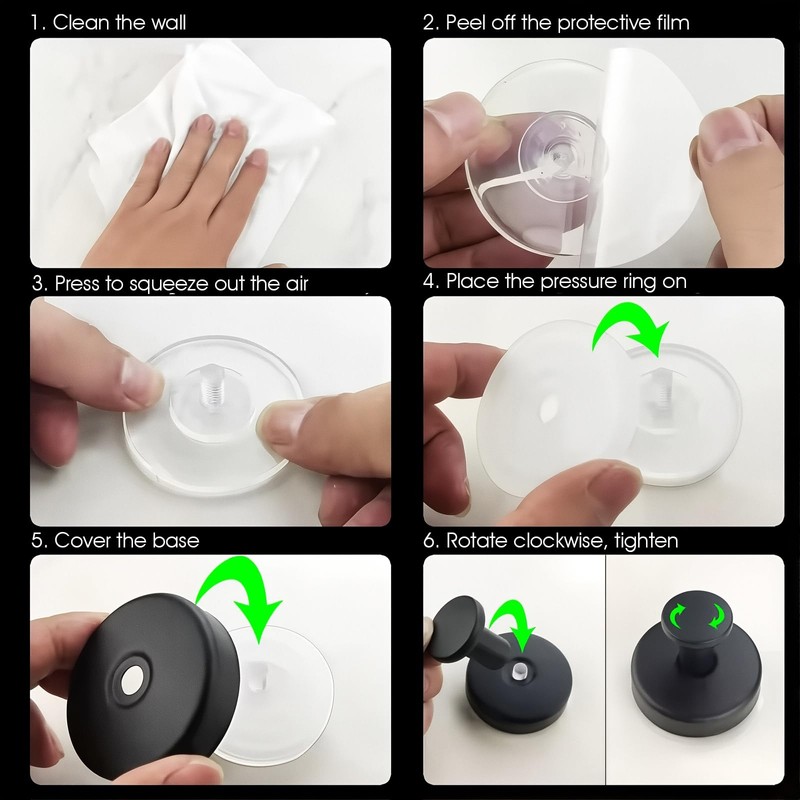 HYSDFCAZM Stainless Steel Glue-Free Suction Cup Hooks, Waterproof & Rustproof,