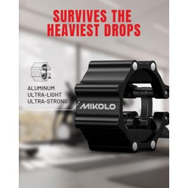 Mikolo Magnetic Barbell Clamps, 2-Inch Olympic Aluminum Alloy Barbell Clips with Anti-Slip TPR Lining and Quick Release for Home and Gym Use, Black