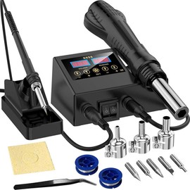 Hot Air Gun Desoldering and Soldering Iron Station 2-in-1 Kit for Electronic Repairs.