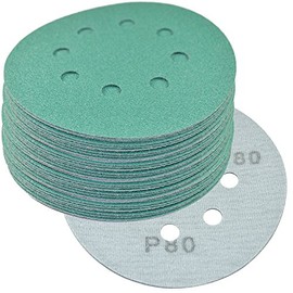 HQRP 5" 8-Hole 80-Grit Dustless Hook & Loop Sanding Discs compatible with Dewalt D26450 D26451 D26453 DW421 DW423 Random Orbit Sander Sandpaper 5-inch, 50 Pack