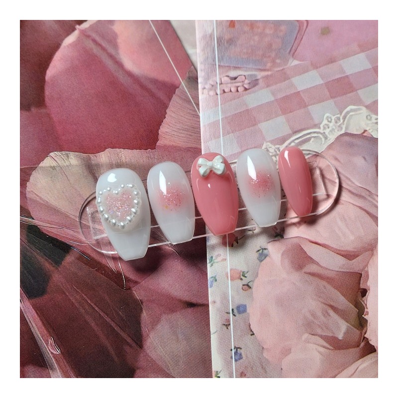 Shy Pink Cheek Nail Tips - Almond / 부끄부끄 핑크