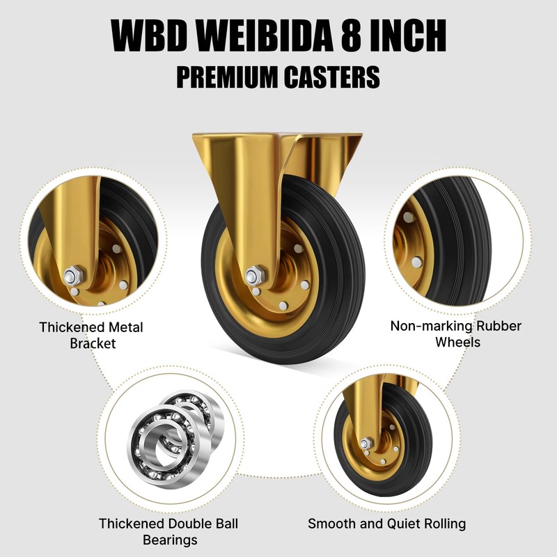 WBD WEIBIDA 8 in Heavy Duty Industrial Casters Wheel，800 Lbs