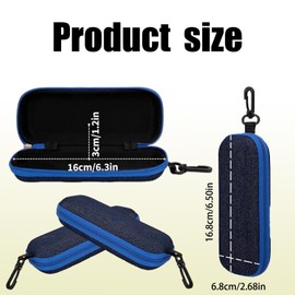 Pack of 3 Glasses Cases Made of Denim Fabric, Fashion Glasses Case Sunglasses, Glasses Case with Carabiner, Portable Travel, Anti-Pressure Glasses Case, Hard, Glasses Case with Zip (Green, Blue
