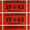 One 1965 YOM California license plate sticker, Dmv, Ca, Registration