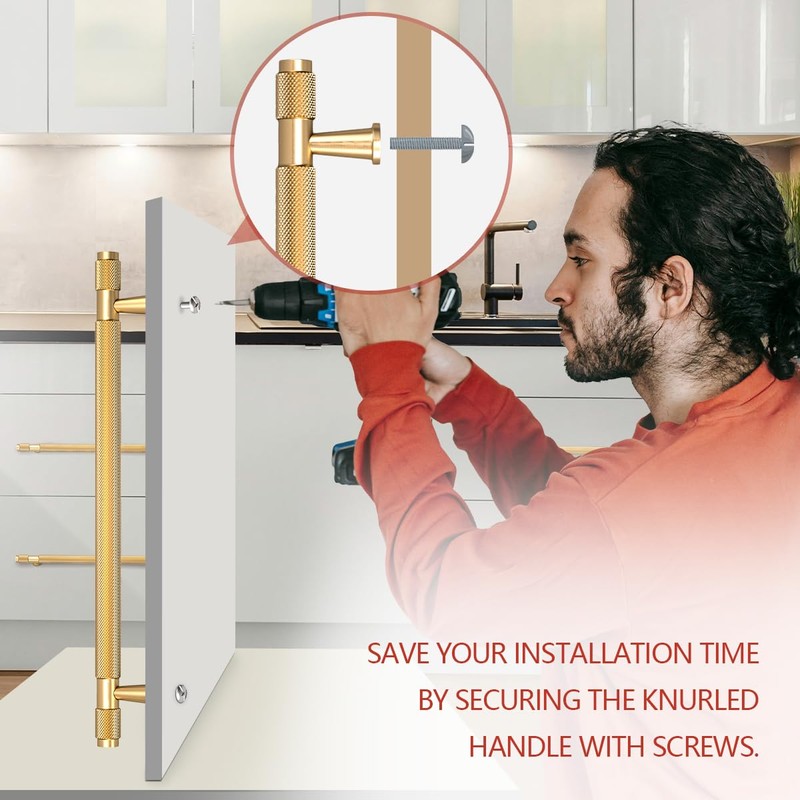 Bwintech Pack of 12 150 mm Gold Anodised Knurled Cabinet