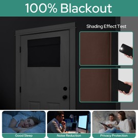 HOMEIDEAS 100% Blackout French Door Curtains, Privacy Small Door Curtains for Door Window, 26 X 20 Inch Door Shades for Front Door, Thermal Insulated Door Window Covering, (1 Panel, Brown)