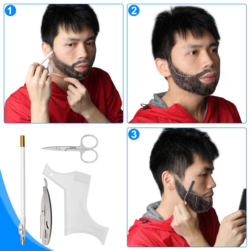 Ahier Beard Shaping Tools, 5-in-1 Beard Shaping Set with Straight