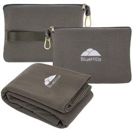 BlueHills Travel Blanket Pillow Compact Lightweight Pocket Size Airplane Traveling Essential Flight Trip Throw in Bag Portable Case Plane Accessory Gray L01