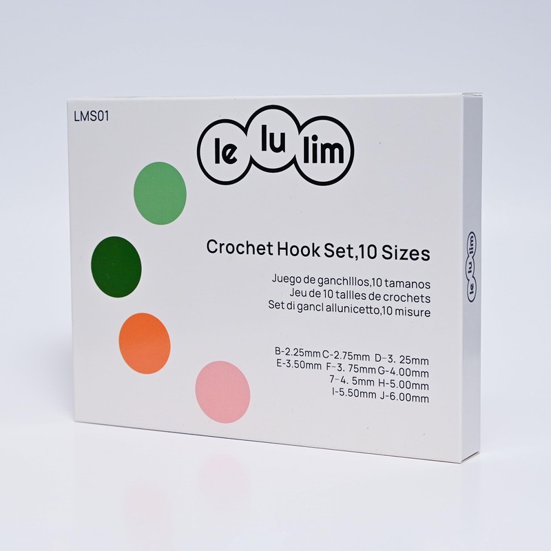 lelulim™ Crochet Hook Set, 10 Sizes, B-2.25mm to J-6mm