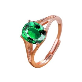Mnyixsi 18K Rose Gold Cocktail Diamond Rings for Women Colorful Cubic Zirconia Promise Rings Faux Dainty CZ Diamond Charm Ring Eternity Engagement Wedding Luxury Band Ring Green