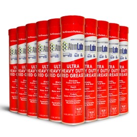 AtomLube Ultra Heavy Duty Red Grease, 10-Pack of 14 Oz. | Waterproof & High Temp Lubricant for Metal Surfaces | Wheel Bearing Grease for Semi Truck Accessories