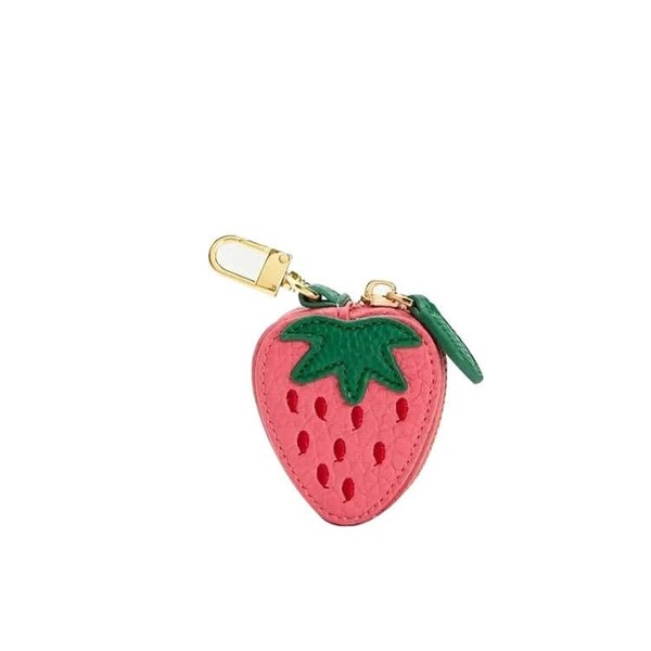 Metaku Cute Strawberry Coin Pouch with Keychain, Pink Mini Wallet