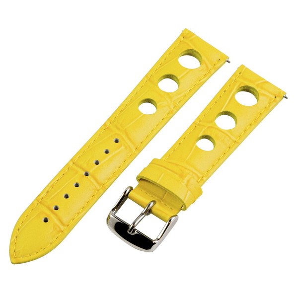 Clockwork Synergy, LLC 18mm Rally 3-hole Croco Yellow Leather Interchangeable