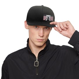 Negi Snapback Hat for Men Puerto Rican Sand Dog Flag Black Flat Black Fitted Hat Hip Hop Baseball Cap Mens Hats Snapback Adjustable Snap Button Extension, Outdoor Fisherman's Black Hat