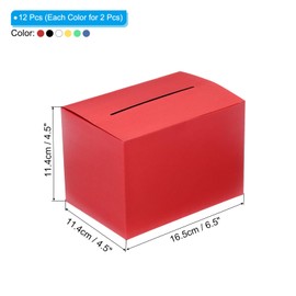 PATIKIL Raffle Box, 12 Pcs 6.5 x 4.5 x 4.5 Inch Cardstock Suggestion Box with Removable Header Board in White/Black/Yellow/Blue/Green/Red