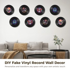 OMISTAR 24 PCS Blank Vinyl Records, 12 Inches DIY Blank Vinyl Record Decor, Vintage Fake Vinyl Record Decorations, Retro Vinyl Record Disc Hip Hop Rock Decor for Home Studio Cafe Restaurant