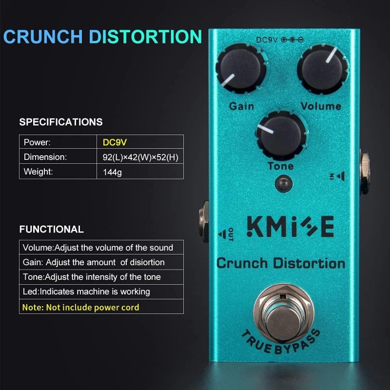 lotmusic Crunch Distortion Guitar Effect Pedal With Noise Reduction True