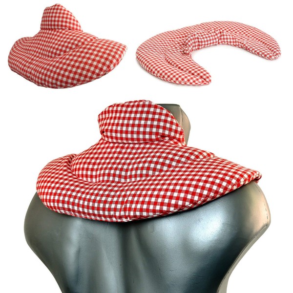 Neck Cushion with Stand-Up Collar Red/White | Neck Cushion Heat Cushion - A Very Comfortable Neck Warmer