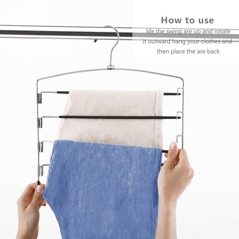 FeeraHozer Pants Hangers Non Slip 6 Pack Space Saving Hangers