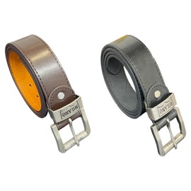 Men's Leather Belt, Jeans or Trouser Belts for Men, Sturdy Roller Buckle (Black, XL)