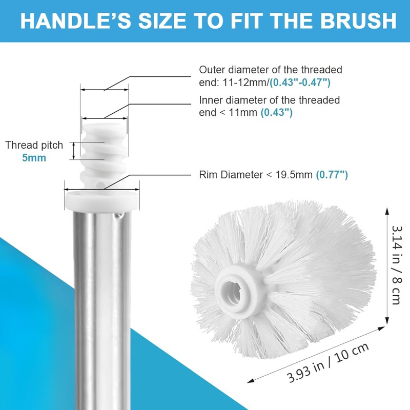 TOPBATHY Toilet Brush Head Replacement with Stiff Bristles Toilet Brush