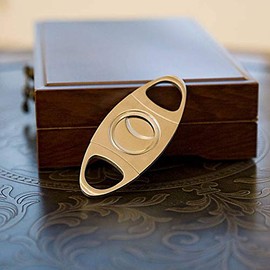 Stainless Steel Double Blade Cigar Cutter Guillotine With Gift Pouch