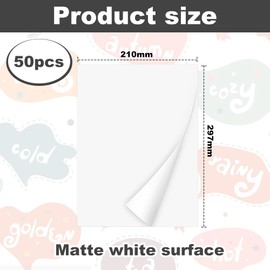 ADERTOS 50 Stk A4 Selbstklebende Folien Bedrucken Klebefolien Druckerpapier Wasserfest Bedruckbar Vinylfolie Inkjet Vnyl Aufkleber Sticker Papier Drucker Etikette für Tintenstrahldrucker Laserdrucker