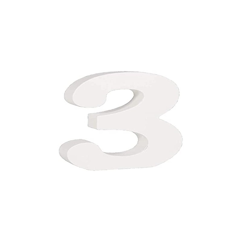 Rayher 62703000 MDF Number 3, White, 11 cm, Thickness 2