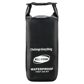WELL-STRONG Waterproof First Aid Kit Roll Top Boat Emergency Kit with Waterproof Contents for Fishing Kayaking Boating Swimming Camping Rafting Beach Black