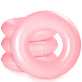 ShinyRelief 4 Pcs Inflatable Swim Tube Pool Tube, 33 Inch Swim Rings Pool Floaties, Colorful Ring Pool Float Floating Inner Tubes for Swimming Pool Party Decorations (Light Pink)