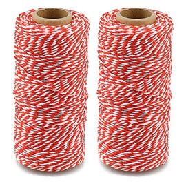 Red and White Twine String,Christmas Twine,656 Feet Cotton Bakers Twine,Packing String,for DIY Crafts & Gift Wrapping