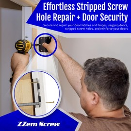 4-Pack #12 x 3 Inch Permanent Stripped Door Hinge Repair Kit Wood Repair Screw Kit - Fix Stripped Screw Hole in Door Jamb & Doors Fits 12-24 Machine Screws (Flat, Pan, Hex Head) - Heavy Duty Anchors