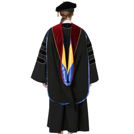 GraduationMall Graduación Deluxe - Capucha con ribete dorado, Oro real escarlata, Talla única