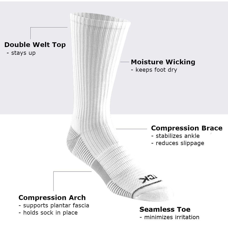 TCK Performance Basketball Socks 3 Pack Crew (Black, Medium)