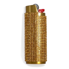 HUMWE Bling Rhinestone Crystal Lighter Case Cover Sleeve Metal Shiny Lighters Holder for Bic Full Standard Size Lighter J6 (gold1)