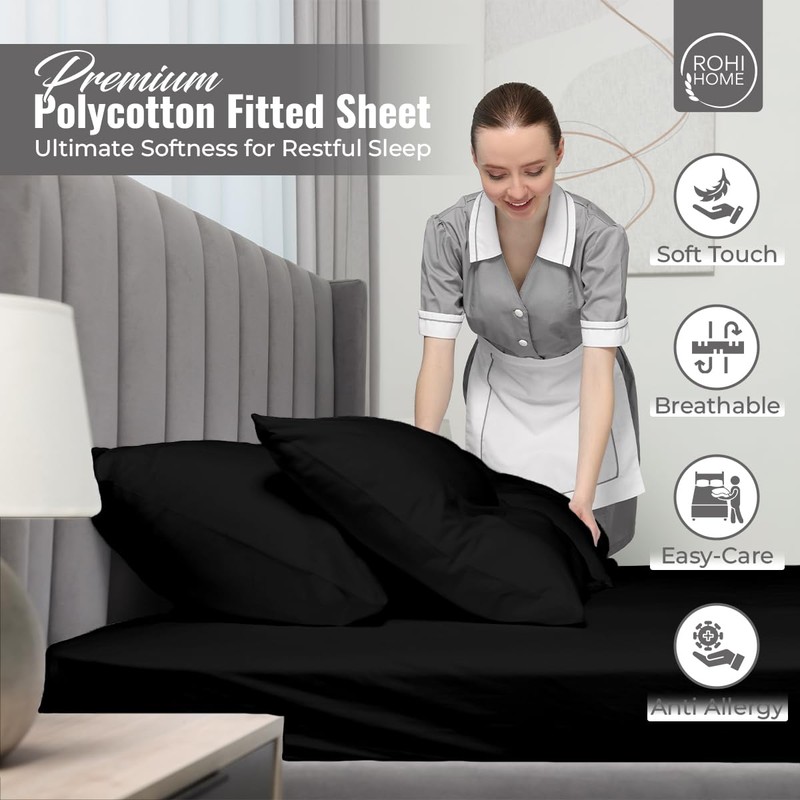 Rohi 16"/40cm Extra Deep Fitted Sheets King Size – Soft