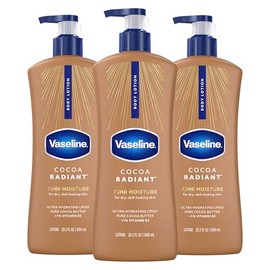 Vaseline Loción corporal de cuidado intensivo para piel seca, loción radiante de cacao hecha con lípidos ultrahidratantes y manteca de cacao pura para