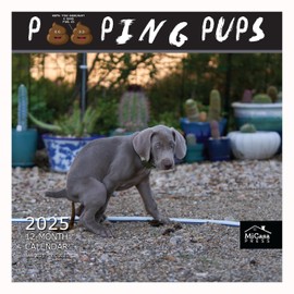 MICASA Pooping Puppies 2025 Wall Calendar 12 Month | 12" x 24" Open | Thick & Sturdy Paper | Giftable | Calendar 2025