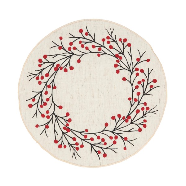 Festive Embroidered Berry Placemat (Set of 4)