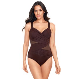 Miraclesuit Women's Swimwear Network Madero Underwire Bra Tummy Control One Piece Swimsuit, Sumatra Brown, 16