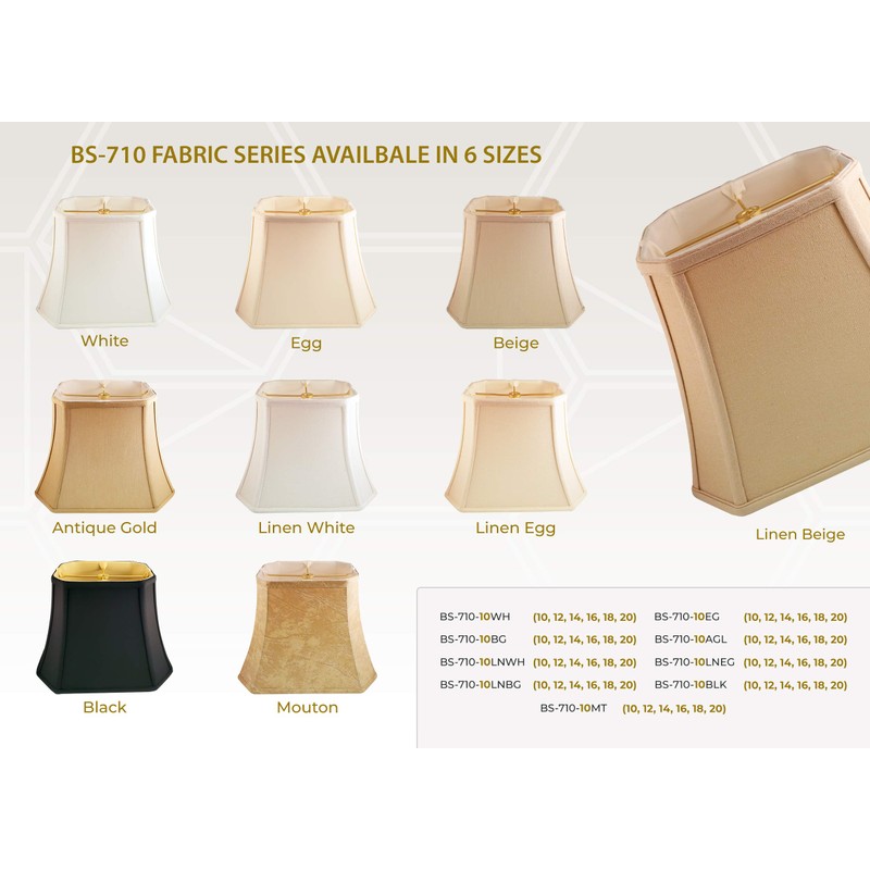 Royal Designs Rectangle Cut Corner Lamp Shade, Black, (6 x