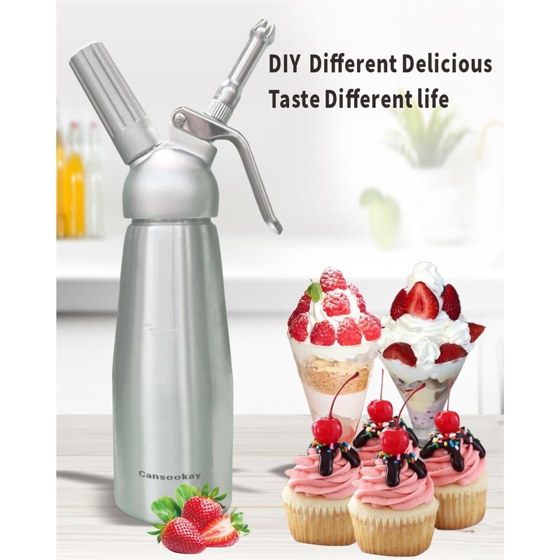 Cansookay Professional Whipped-Cream Dispenser,500mL/ 1 Pint Whipped Cream Maker with