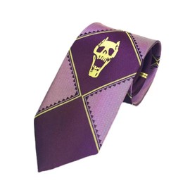 JoJo Skeleton Silk Tie for Cosplay Costume, Silk Tie Anime Tie Adventure Costume Game, Purple