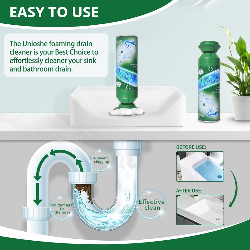 Foaming Drain Cleaner, Sink Drain Cleaner Foam, Drains Clog Remover